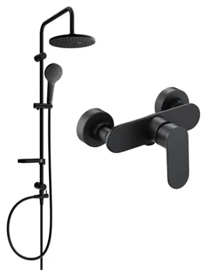 Image de Mexen Erik ensemble de douche en saillie avec pomme de douche et robinet de douche Milo, noir - 71340205-70