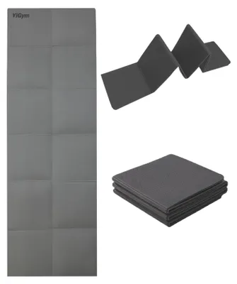 Image de Tapis de yoga pliable, 5 mm d'épaisseur, en TPE et en PU, antidérapant, idéal pour le fitness à domicile