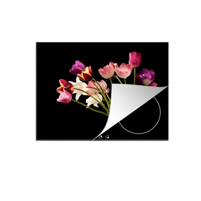 Produktbild von KitchenYeah© Herdabdeckplatte Tulpen - Stilleben - Blumen , 75x52cm, Küche Deko, Glaskeramikkochfeld Herdabdeckung, Abdeckplatte fùr Kochfeld