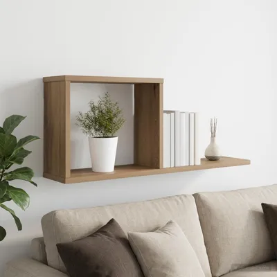 Immagine prodotto di Maison Exclusive - Scaffali sospesi in legno di quercia artigianale, 80 x 15 x 30 cm