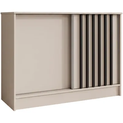 Produktbild von BEAUTYSOFA | Kommode HORIZON 100 cm Kaschmir, Schwarz mit Lamellen Sideboard mit 2 Schiebetüren, Modernes Design, viel Stauraum