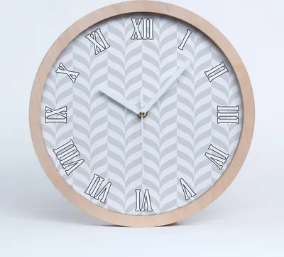 Produktbild von Holzuhr 30fi cm wanduhr - weiße Spitzen - geometrischer Hintergrund