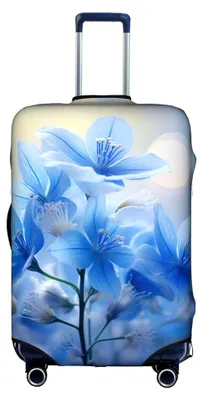 Produktbild von Elastische Gepäckabdeckung, waschbar, kratzfest, Reisehülle, Blau, Weiß, Blumenmuster, Medium