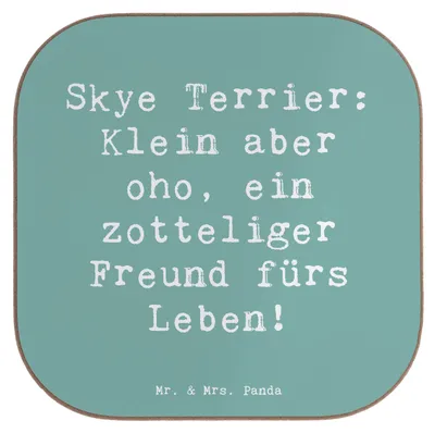 Produktbild von Mr. & Mrs. Panda Untersetzer für Gläser Spruch Skye Terrier Freund - Meeresbrise - Geschenk, Tischuntersetzer, Unabhängigkeit, Tischschoner, Coaster, Familienhund, Hund