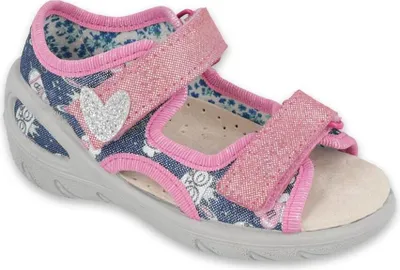 Produktbild von Kinderschuhe Sandalen Befado Lederdecksohle Herz Blau Rosa 21