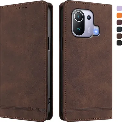 Obrázek produktu pro Pouzdro pro Xiaomi Mi 11 Pro, retroPolyuretankožené flip pouzdro s stojánkem a přihrádkami na karty Hnědý