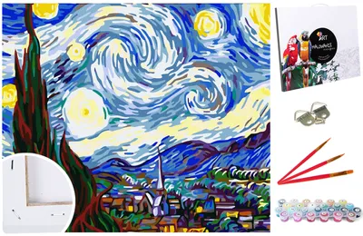 Produktbild von Malen nach Zahlen Set Gemälde 40x50cm auf dem Rahmen - Sternennacht