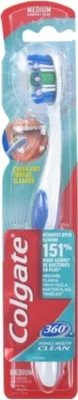 Image de Brosse à dents Colgate 360° Whole Mouth Clean Medium blanc/bleu - 1 pièce
