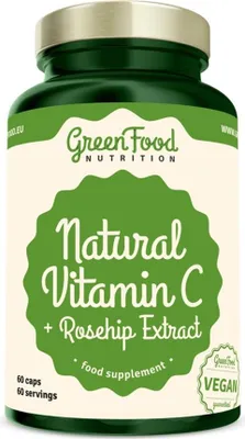 Produktbild von GreenFood Nutrition Natürliches Vitamin C Hagebuttenextrakt 60cps