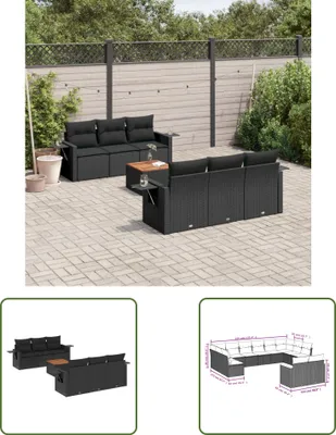 Produktbild von The Living Store 7-tlg. Garten-Sofagarnitur mit Kissen Schwarz Poly Rattan