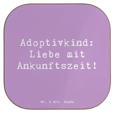 Produktbild von Mr. & Mrs. Panda Untersetzer für Gläser Spruch Adoptivkind Liebe - Lavendeltraum - Geschenk, Familienbande, persönliche Erinnerungen, handgemacht, gläseruntersetzer