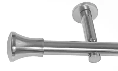 Produktbild von BASIT® Gardinenstange Set Edelstahl Look Metall Ø 19mm zur Wandbefestigung 1-lauf Knauf, Länge wählbar H19E62