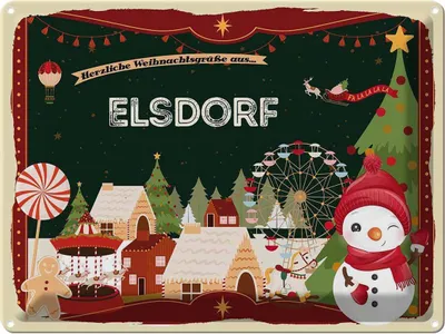 Produktbild von vianmo Blechschild 30x40 cm Weihnachtsgrüße aus Elsdorf Weihnachten