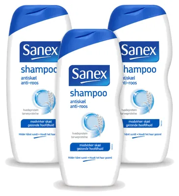 Productafbeelding van 3 x Sanex Anti-roos shampoo - met kamille en tarwe-eiwit - 250 ml - voordeelverpakking - 3 stuks