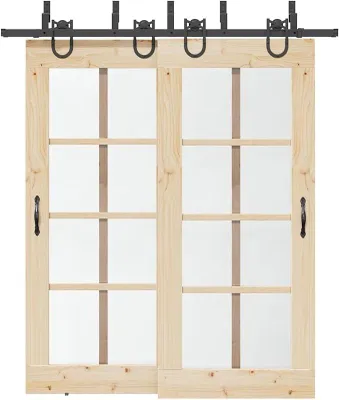 Produktbild von Schiebetürbeschlag-Set 200 cm Stahl Schwarz, Schiebetürsystem, Schiebetür Beschlag - 3295738