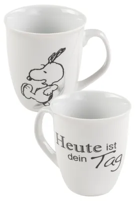 Produktbild von The Peanuts Tasse Snoopy - Heute ist dein Tag! Kaffeetasse Becher Kaffeebecher aus Keramik Weiß 280 ml