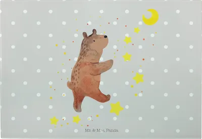 Produktbild von Mr. & Mrs. Panda Schneidebrett Bär Träume - Grau Pastell - Geschenk, Traum, Servierplatte, Träumen, Traumdeutung, Hackbrett, Küchenbrett, Teddy, Glas, Frühstücksbrett