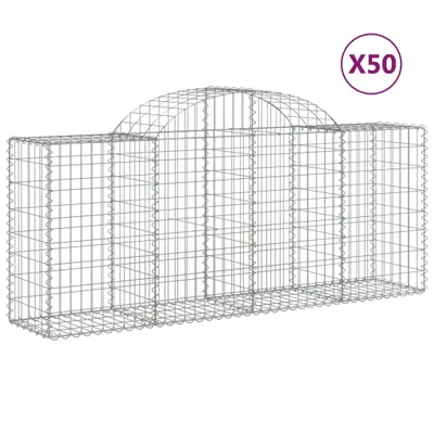 Produktbild von Gabionen mit Hochbogen 50 Stk. 200x50x80/100cm Verzinktes Eisen