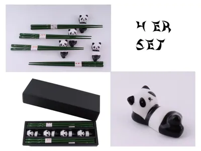 Produktbild von 080 Essstäbchen Chopsticks 4 er Set, Motiv Panda