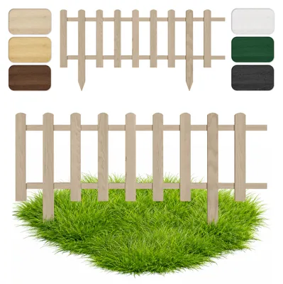 Produktbild von Floranica Zierzaun aus Holz 100 x 20 cm nicht imprägniert Steckzaun als Beeteinfassung Rasenkante Tierzaun Bauernzaun