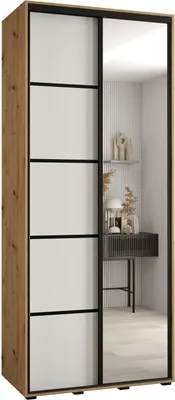 Produktbild von MEBLE KRYSPOL Davos 5 Schrank, zwei Türen - 235,2x110x45 cm - Artisan Weiß Schwarz
