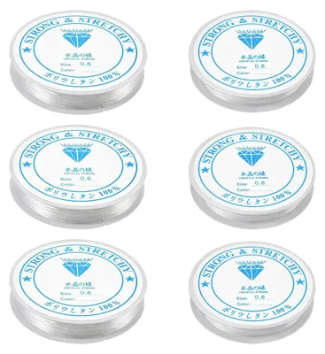 Elastischer Nylonfaden für Perlen, 0,6 mm/15 m + 0,8 mm/8 m, 6 Stück