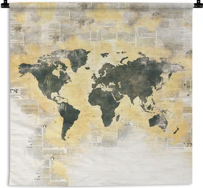 Produktbild von MuchoWow® Wandteppich Wandbehang Weltkarte - Abstrakt - Vintage 150x150 cm Tapisserie Dekoration Wandtuch - Wohnaccessoires - Modernes