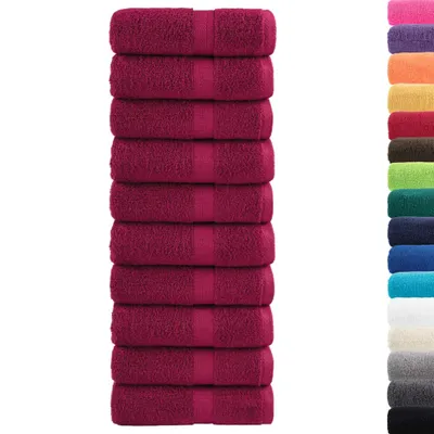 Image de vidaXL Serviettes d'invité premium SOLUND 10 pcs. Bordeaux 30x50 cm 600 g/m