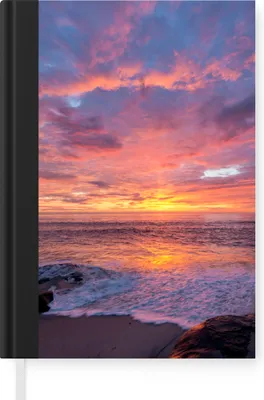 Produktbild von MuchoWow® Notizbuch Tagebuch Haushaltsbuch Notebook A5 Strand - Meer - Sonnenuntergang - Notizblock - Notizheft - Notebook - Schreibblock - Papier
