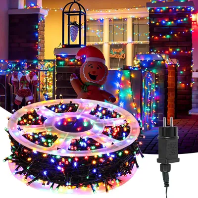 Obrázok produktu pre LED svetelný reťazec Peviasot 20M, 200 LED, 8 režimov s funkciou pamäte, vhodný na Vianoce, oslavy, záhradu. Vytvára efekt trblietavých hviezd, farebná dekorácia
