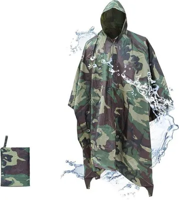 Productafbeelding van Waterdichte regenjas met capuchon, geschikt voor wandelen - 4-in-1 multifunctionele regenjas: regenjas, deken, poncho - voor heren en dames - lichtgewicht en ademend - ideaal voor reizen