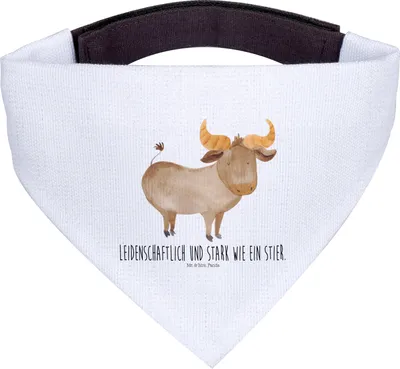 Produktbild von Mr. & Mrs. Panda Tuch Sternzeichen Stier - Weiß - Geschenk, Ochse, Halstuch, Hunde, Hundehalstuch, Hund, Hundetuch, Geburtstag April, Mai, Rind