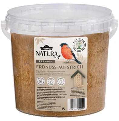 Immagine prodotto di Dehner Natura Premium cibo per uccelli selvatici, crema di arachidi, burro di arachidi in un secchio, cibo ad alta energia per tutto l'anno, cibo di alta qualità per uccelli selvatici, 2 kg