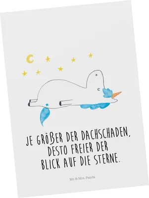 Produktbild von Mr. & Mrs. Panda Postkarte Einhorn Sternenhimmel - Weiß - Geschenk, Verrückt, Ansichtskarte, Einhörner, Unicorn, Ansichtskarten, Sterne, Grußkarte, Postkarten