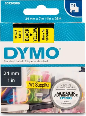 Image de Dymo Ruban D1 24 mm x 7 m noir sur jaune 53718