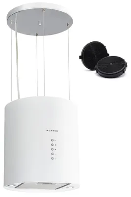 Produktbild von KLAMER Inselabzugshaube Weiß, 536 m³/h, Dunstabzugshaube Freihängend Umluft & Abluft, Abzugshaube Inselhaube , 3 Stufen, LED, Aktivkohlefilter, Leise