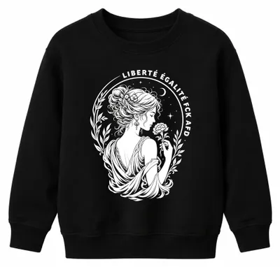 Produktbild von Liberté Égalité Fraternité Frau Statement Sarkasmus Kinder Sweatshirt Pullover, Schwarz, 128