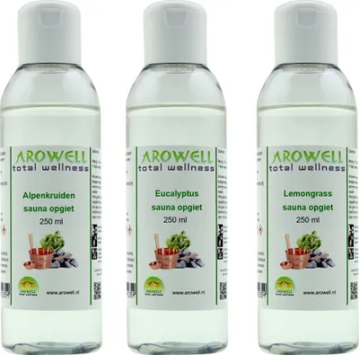 Produktbild von Arowell - Alpenkräuter Eukalyptus Zitronengras Saunaaufguss Saunaduftaufguss Konzentrat - 3x 250 ml