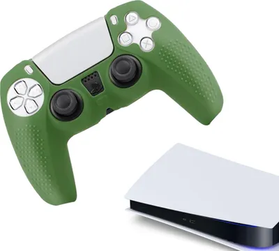 Immagine prodotto di Custodie e skin per PS5, PlayStation 5 - Custodia da gioco performante - Coperture morbide - Accessori per controller antiscivolo - Impugnatura verde scuro