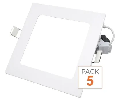 Image de Pack de  5 - Spot LED Extra Plat Carré BLANC 24W - Blanc Froid 6000K - 8000K