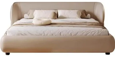 Produktbild von Stilvolles Beiges Schlafbett Exklusive Schlafzimmer Textilbetten