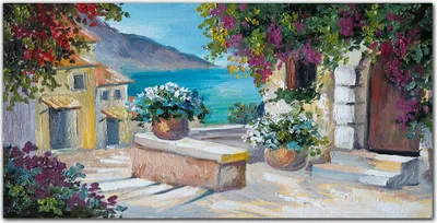 Produktbild von Coloray Bild aus Acryl 100 cm x 50 cm - Wanddekoration Küche Acrylblock mit Bild Dekoration Wohnzimmer Gehärtetes Acryl - Stadt Blumen Himmel
