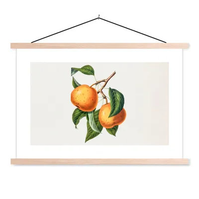 Produktbild von MuchoWow® Textilposter Orange - Blatt - Pflanze 120x80 cm mit holzfarbenen Rahmen - Aufhängeset