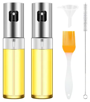 Öl-Sprühflaschen 2er Set 100 ml mit Pinsel & Trichter