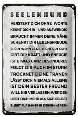 Produktbild von Blechschild Spruch 12x18 cm Seelenhund Schild