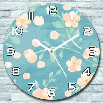 Produktbild von Wanduhr aus Glas Rund fi 30 Zarte Pastell Blüte Quarz Deko Wohnzimmer Büro
