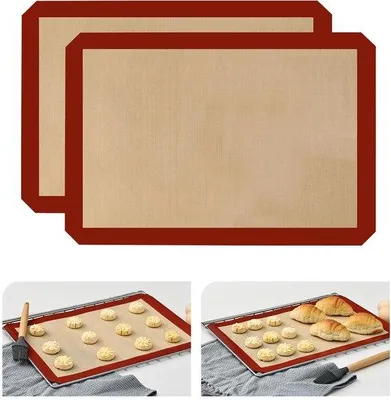 Productafbeelding van Ibenzoa® Herbruikbare siliconen bakmatten (2 stuks) – antiaanbaklaag, BPA-vrij, roze, 29,5 x 42 cm
