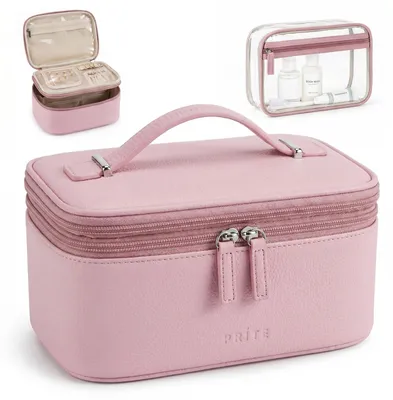 Immagine prodotto di Borsa da trucco a doppio scomparto con vano portaoggetti per gioielli, impermeabile
