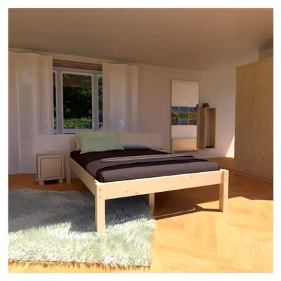 Produktbild von Naturprodukt DAYBETT MASSIV Holz Bett300Kg 100 x 200cm unbehandelt EXTRA HÖHE 48cm