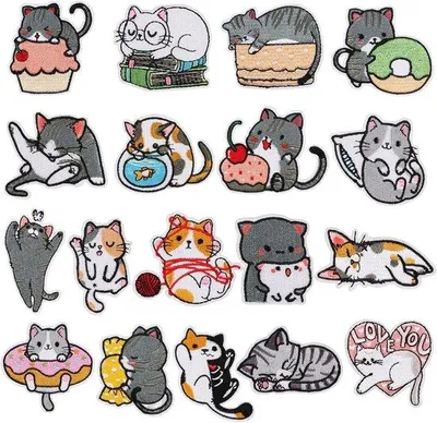 Productafbeelding van Famanu set van 18 dierenpatches, geborduurd en geschikt om te strijken op shirts, jeans of rugzakken – meerkleurig